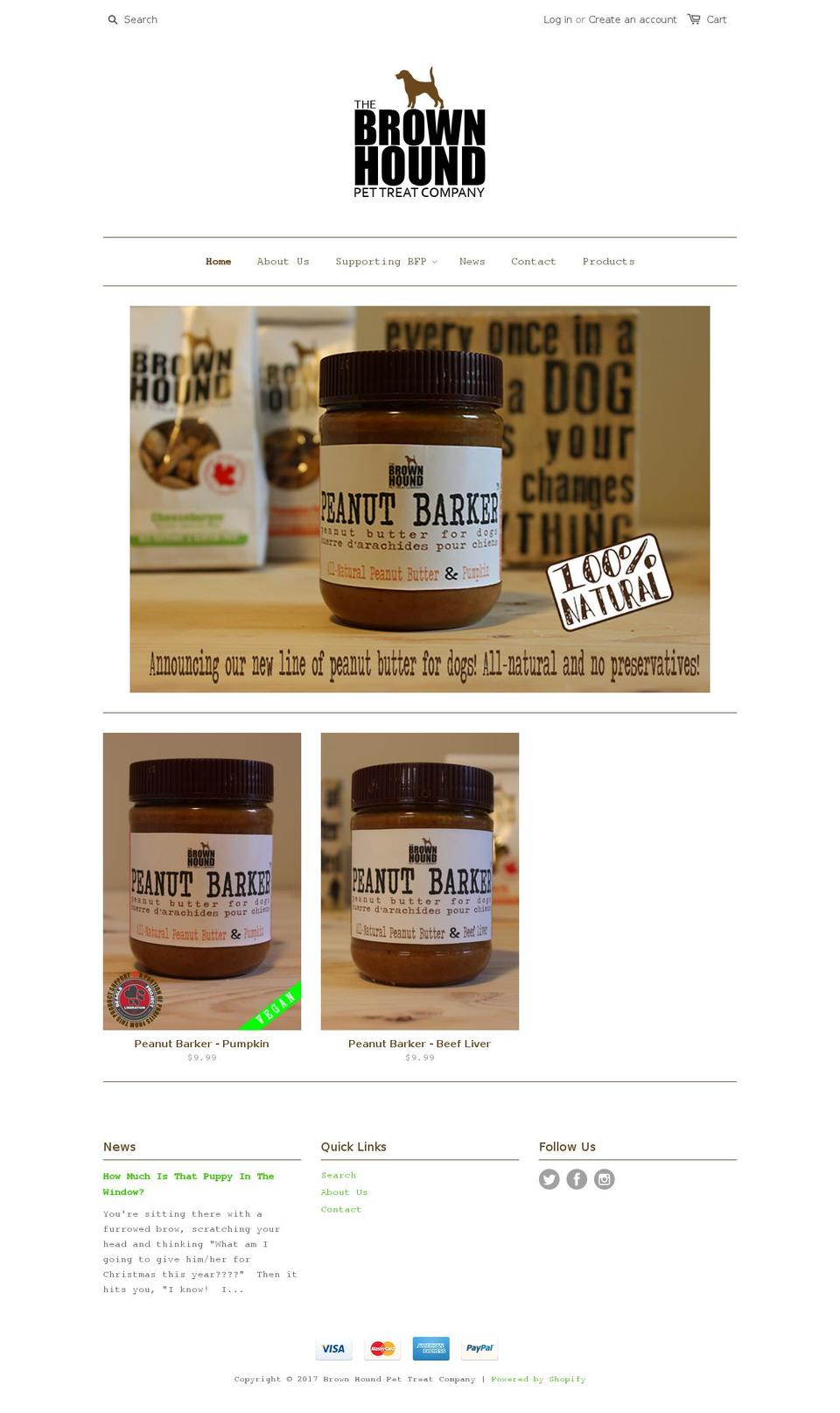 brownhoundpet.com shopify website screenshot