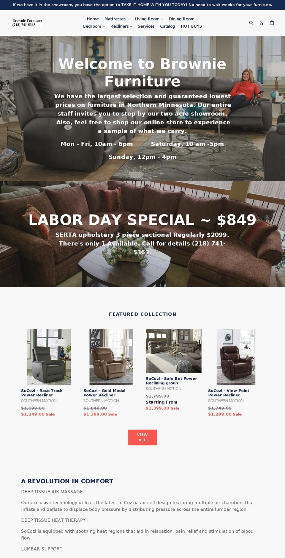 brownie-furniture.com — Shopify storefront screenshot