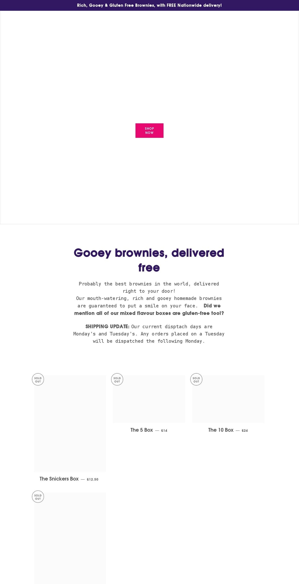 brownieboxes.co.uk shopify website screenshot