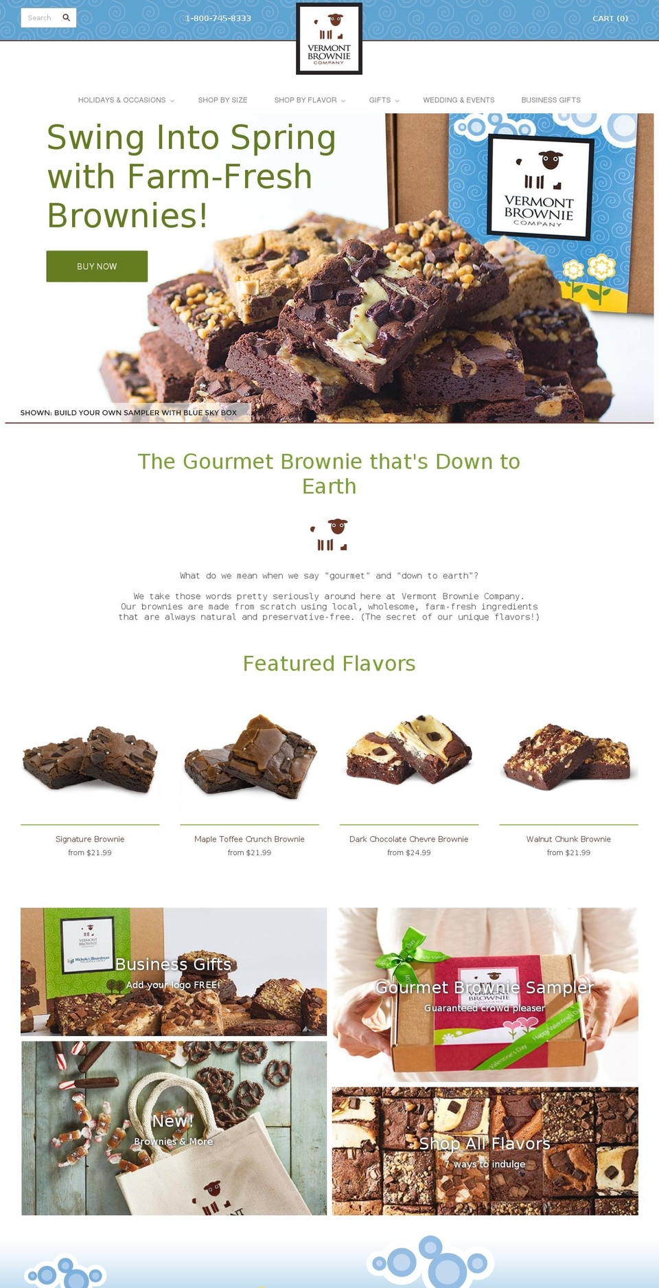browniecompanyofvermont.com shopify website screenshot