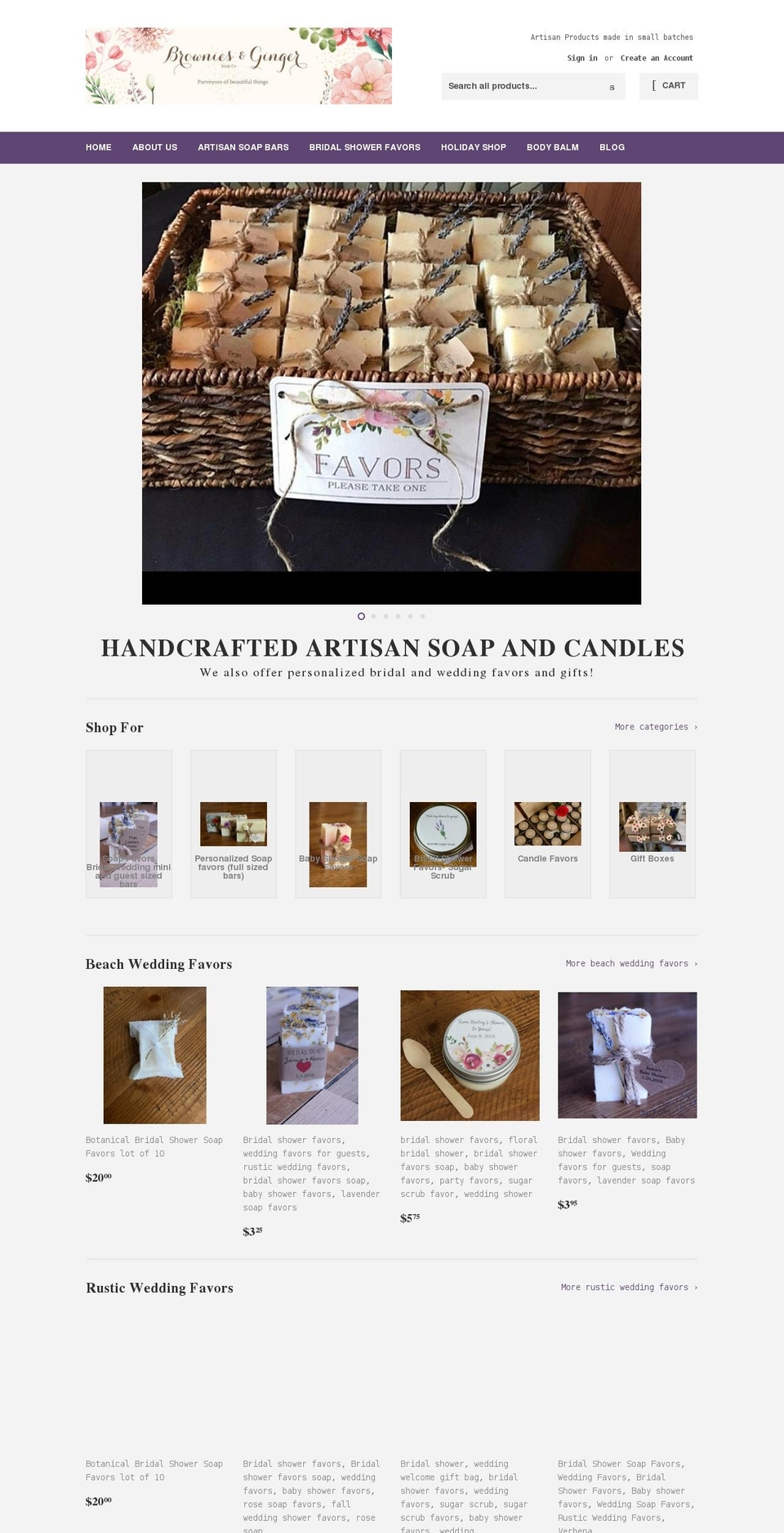 browniesandgingersoap.com shopify website screenshot