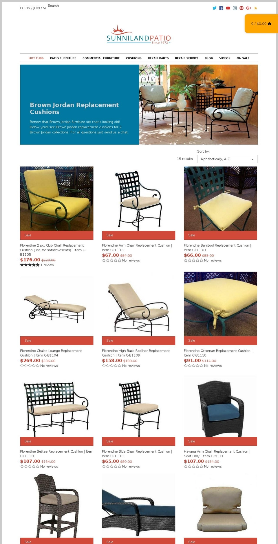 brownjordancushionshop.com — Shopify storefront screenshot