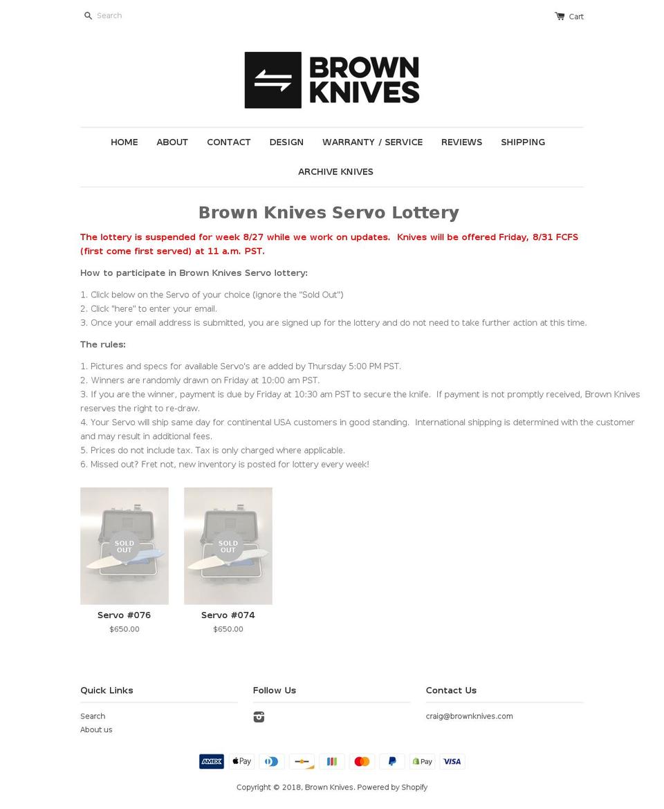 brownknives.com — Shopify storefront screenshot