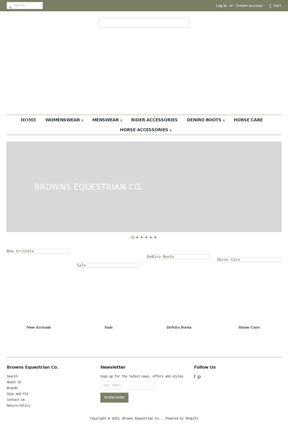 brownsequestrian.com shopify website screenshot