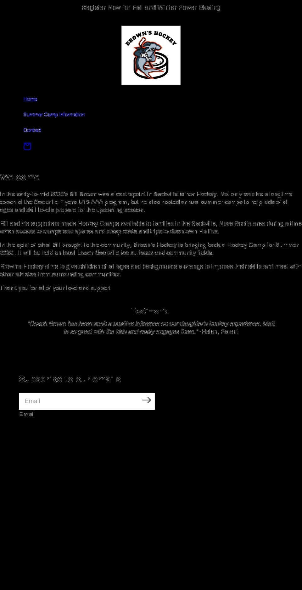 brownshockey.com shopify website screenshot