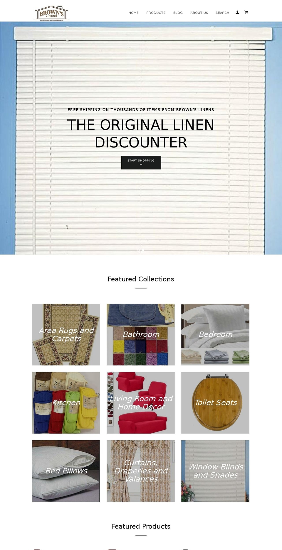 qeretail Shopify theme site example brownslinens.com