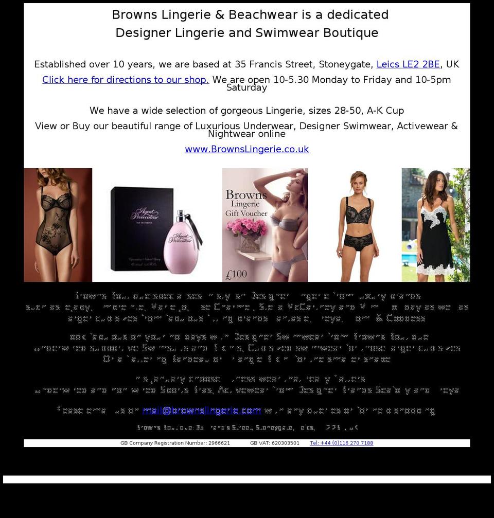 brownslingerie.com shopify website screenshot