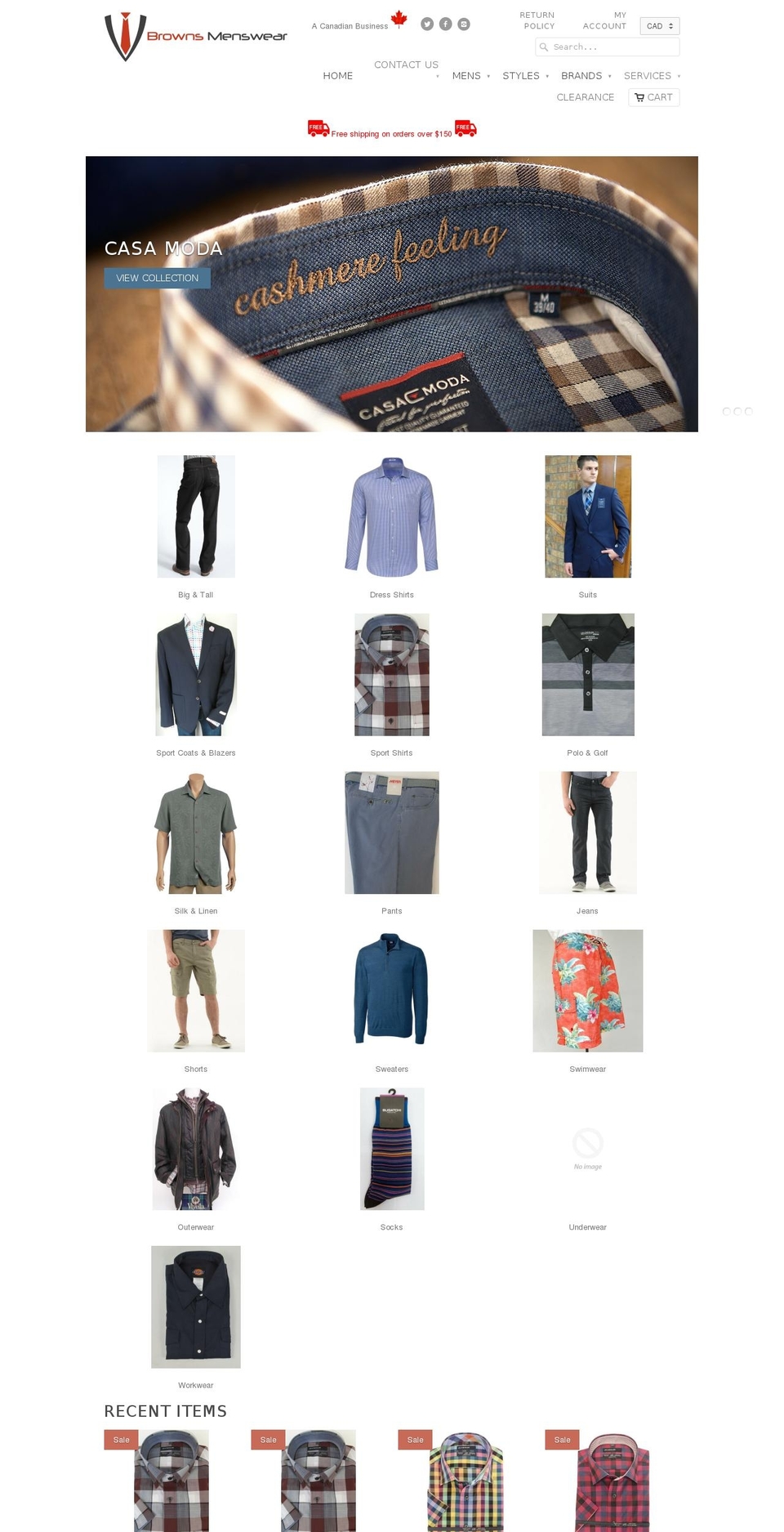 brownsmenswear.com shopify website screenshot