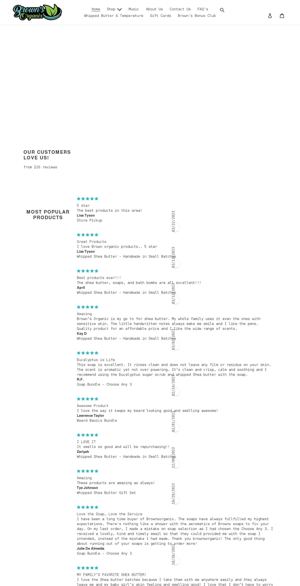 brownsorganix.com shopify website screenshot