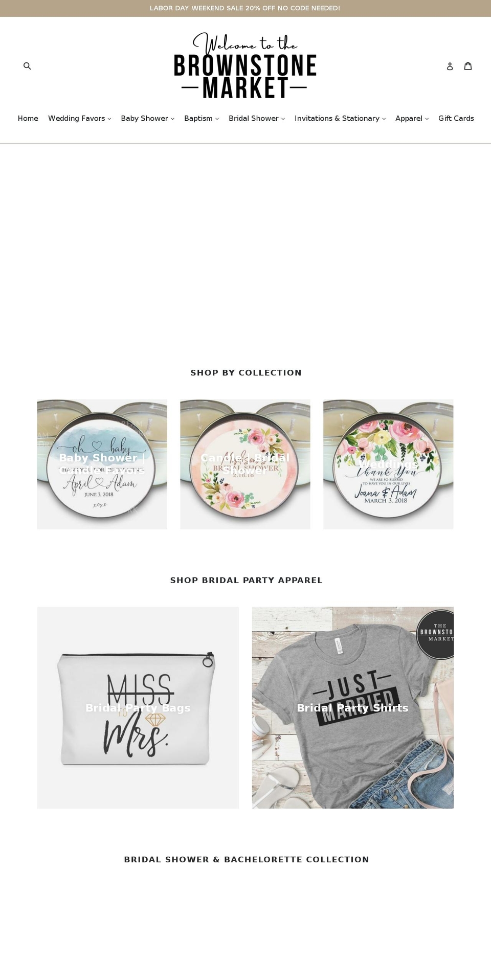 brownstoneeventcandles.com — Shopify storefront screenshot