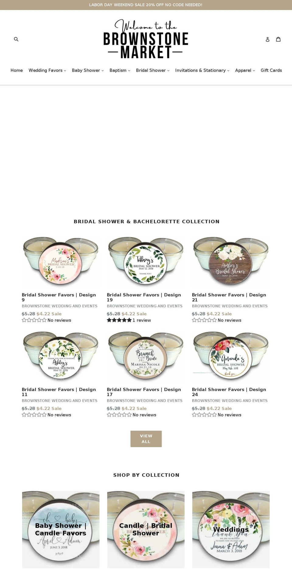 brownstoneeventfavors.com — Shopify storefront screenshot
