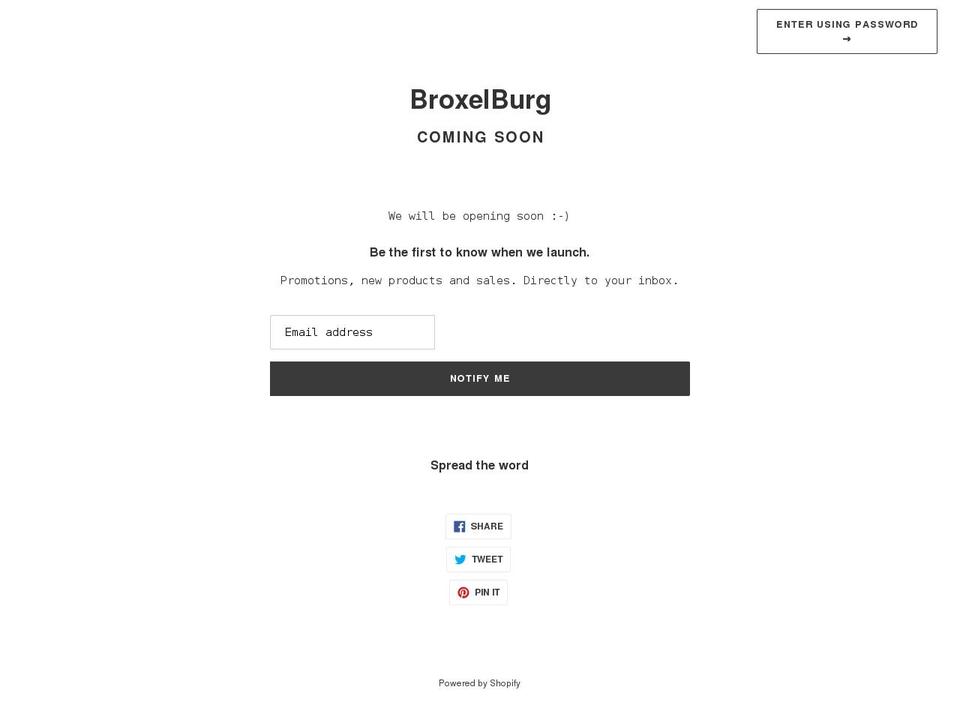 broxelburg.com shopify website screenshot