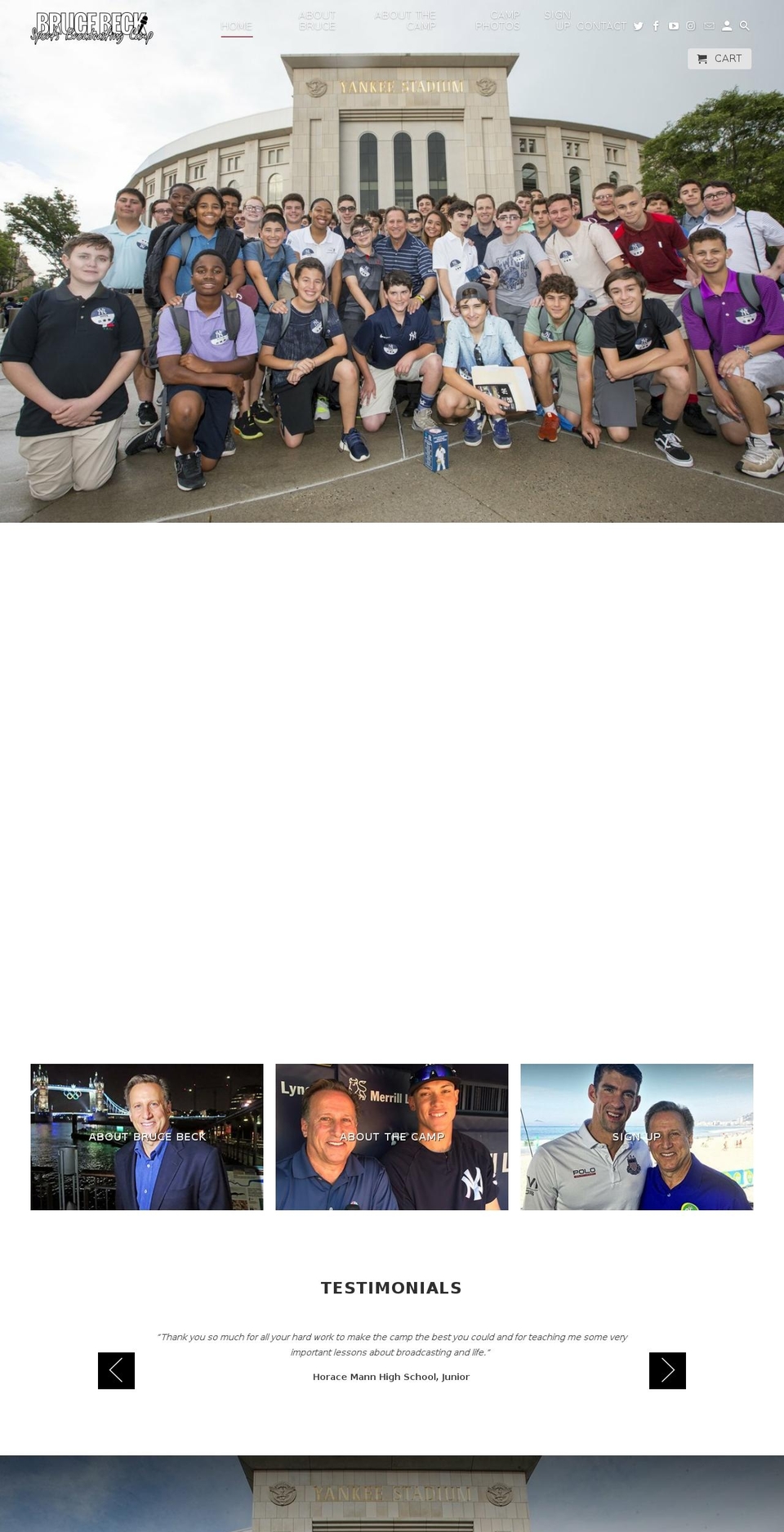 brucebecksportsbroadcastingcamp.com — Shopify storefront screenshot