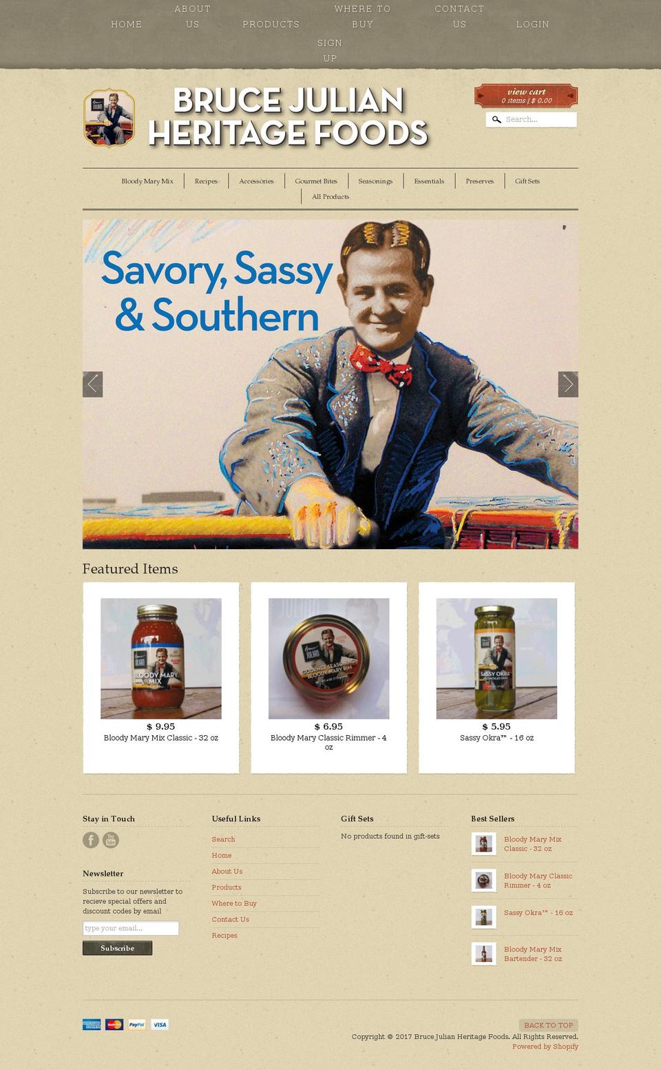 brucejulianbloodymarymix.com shopify website screenshot