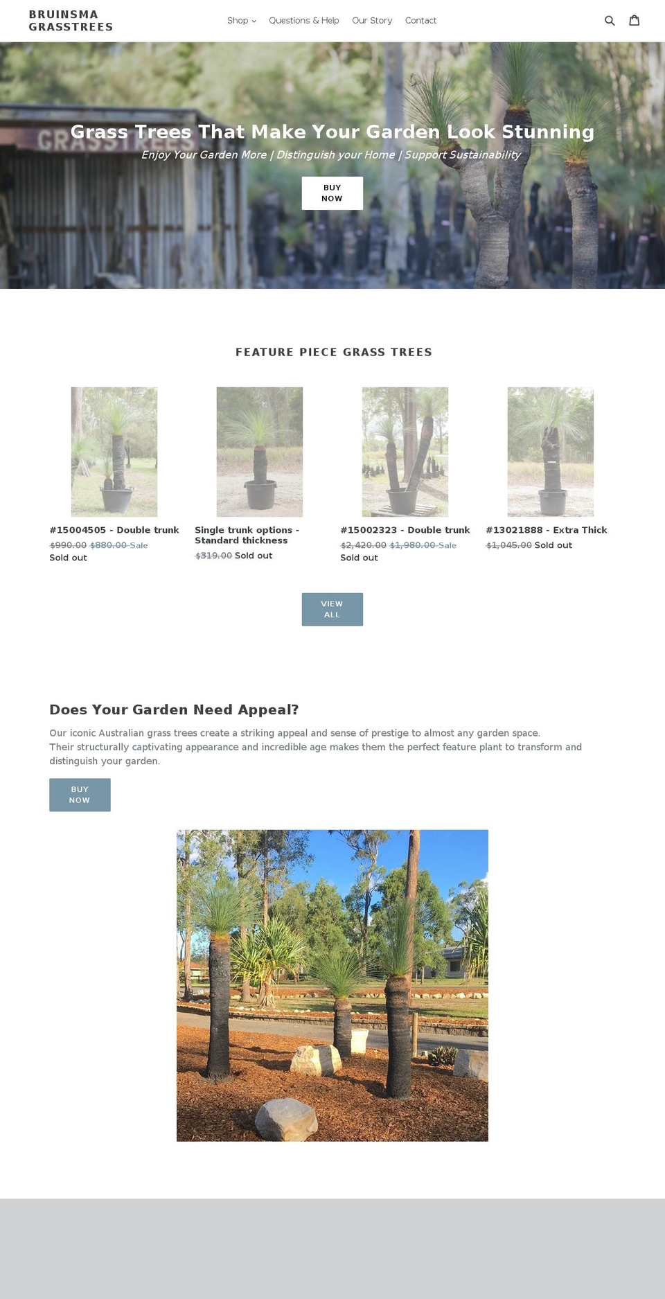 bruinsmagrasstrees.com — Shopify storefront screenshot