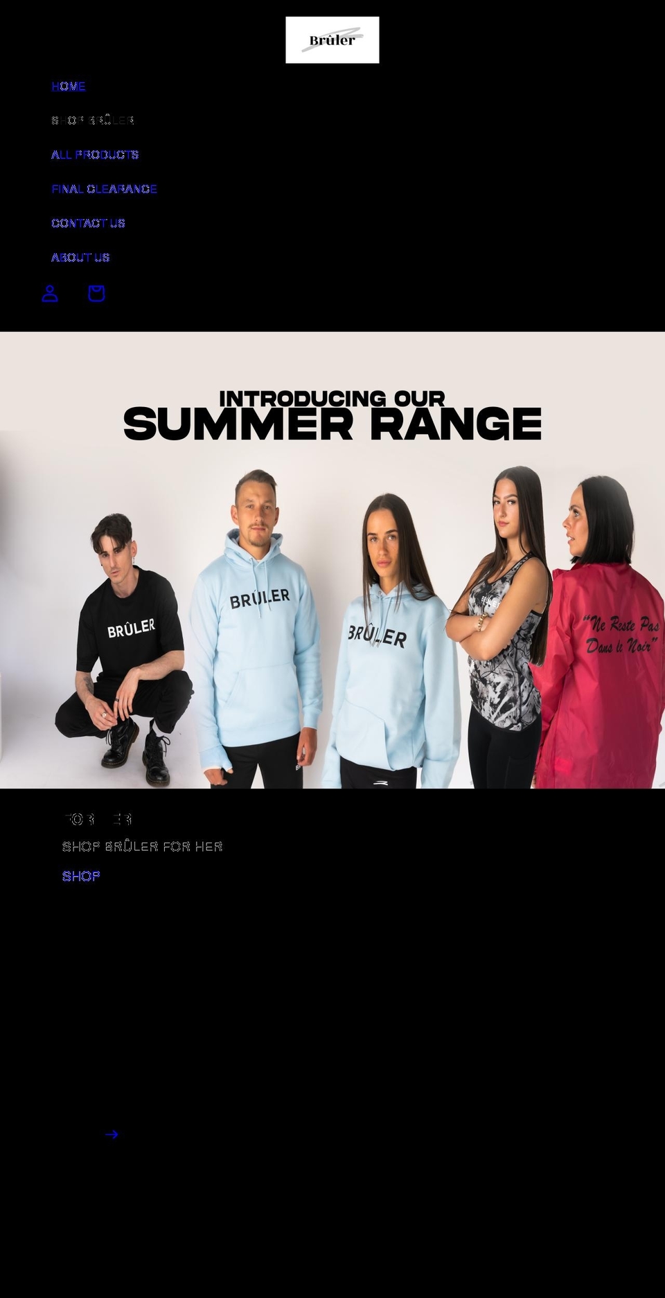 brulerclothing.com shopify website screenshot