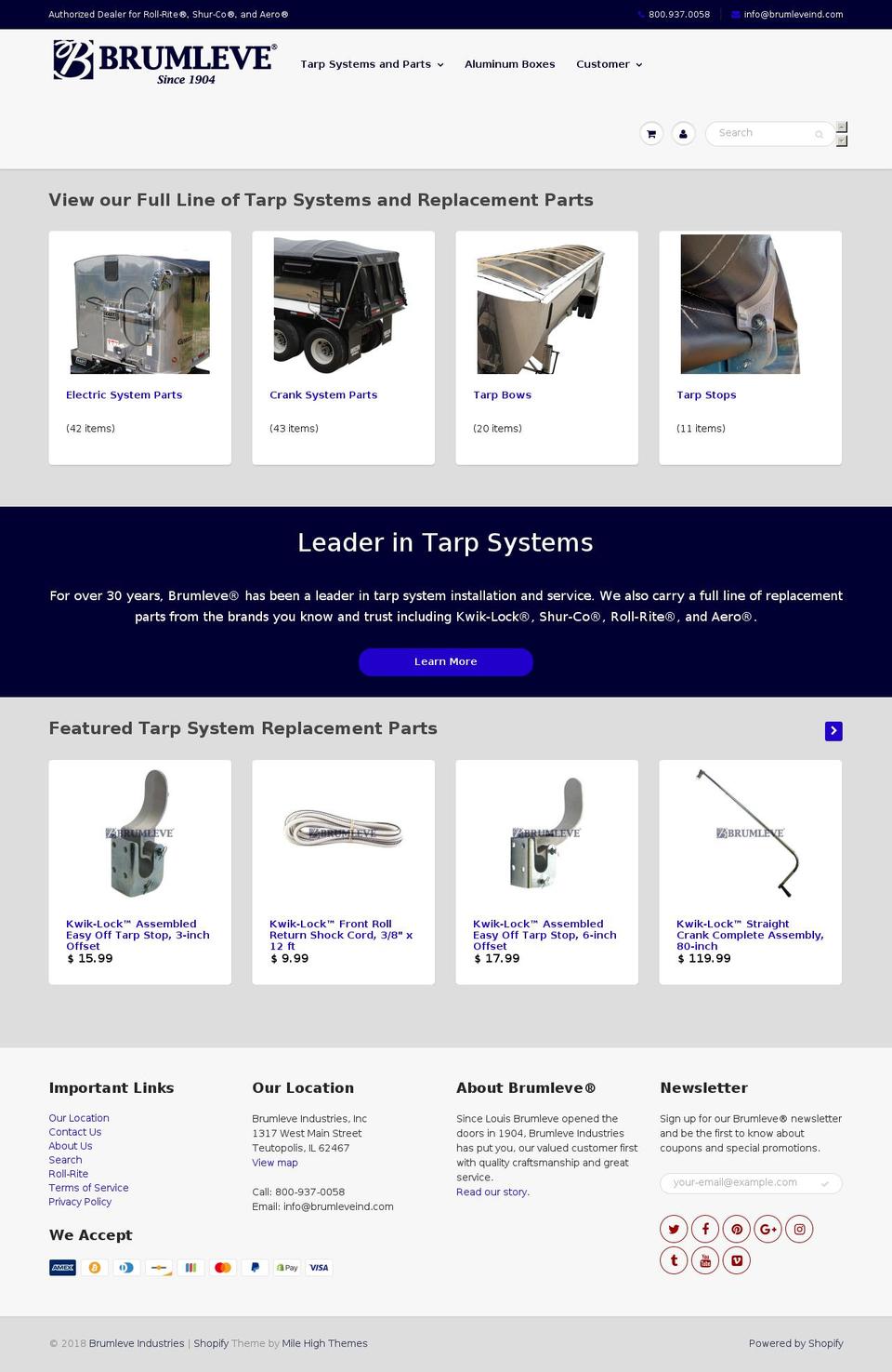 brumleveindustries.com — Shopify storefront screenshot