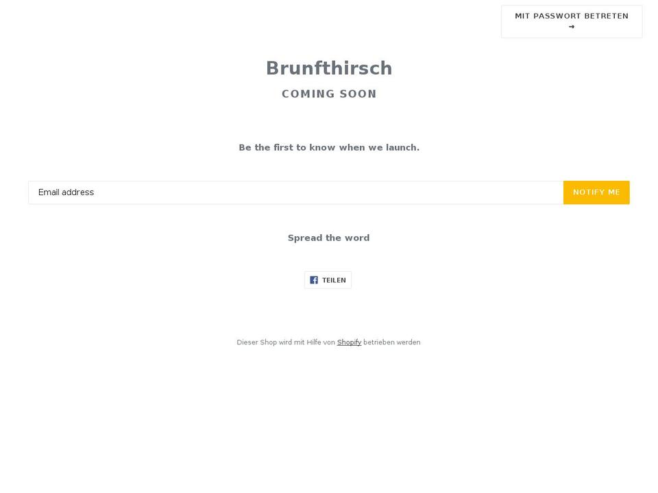 brunfthirsch.com — Shopify storefront screenshot