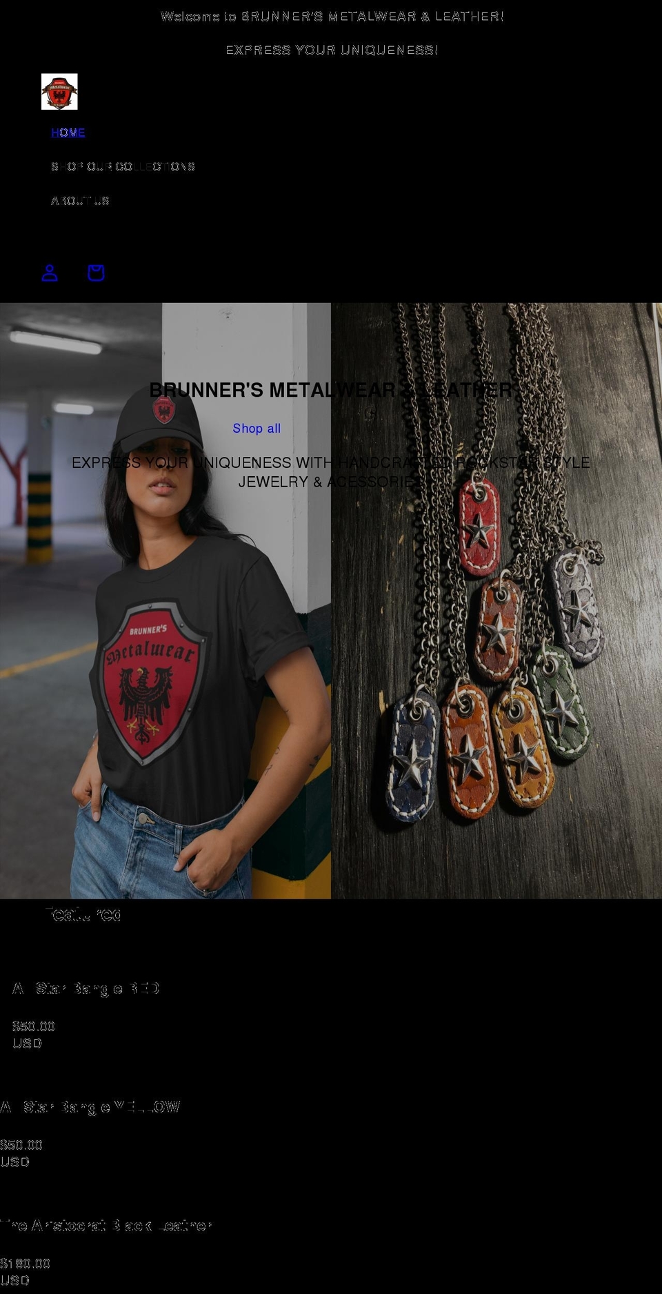 brunnersmetalwear.com shopify website screenshot