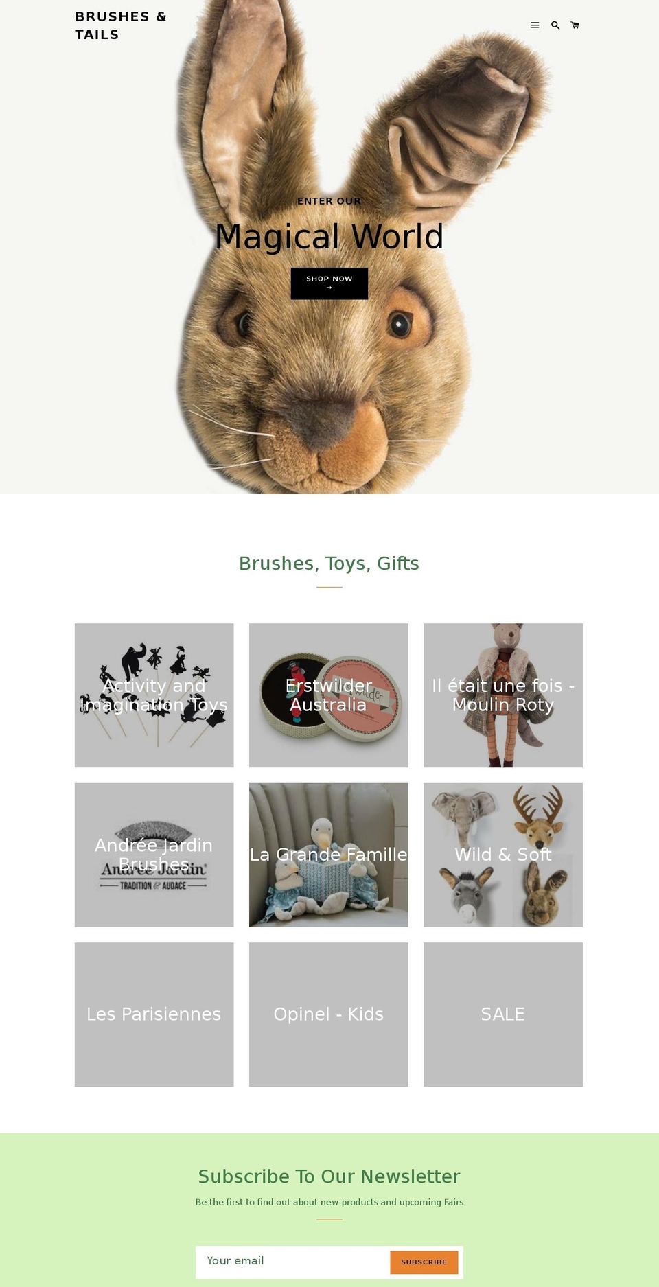 brushesandtails.co.uk shopify website screenshot