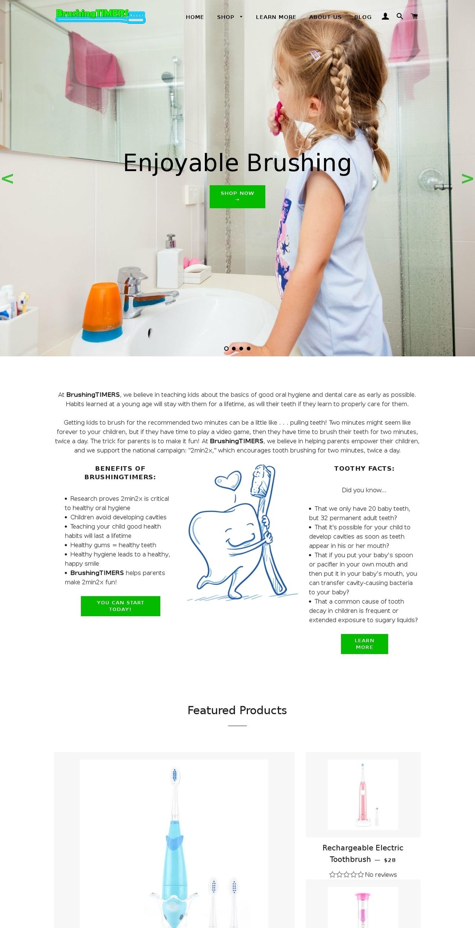 brushingtimers.com — Shopify storefront screenshot