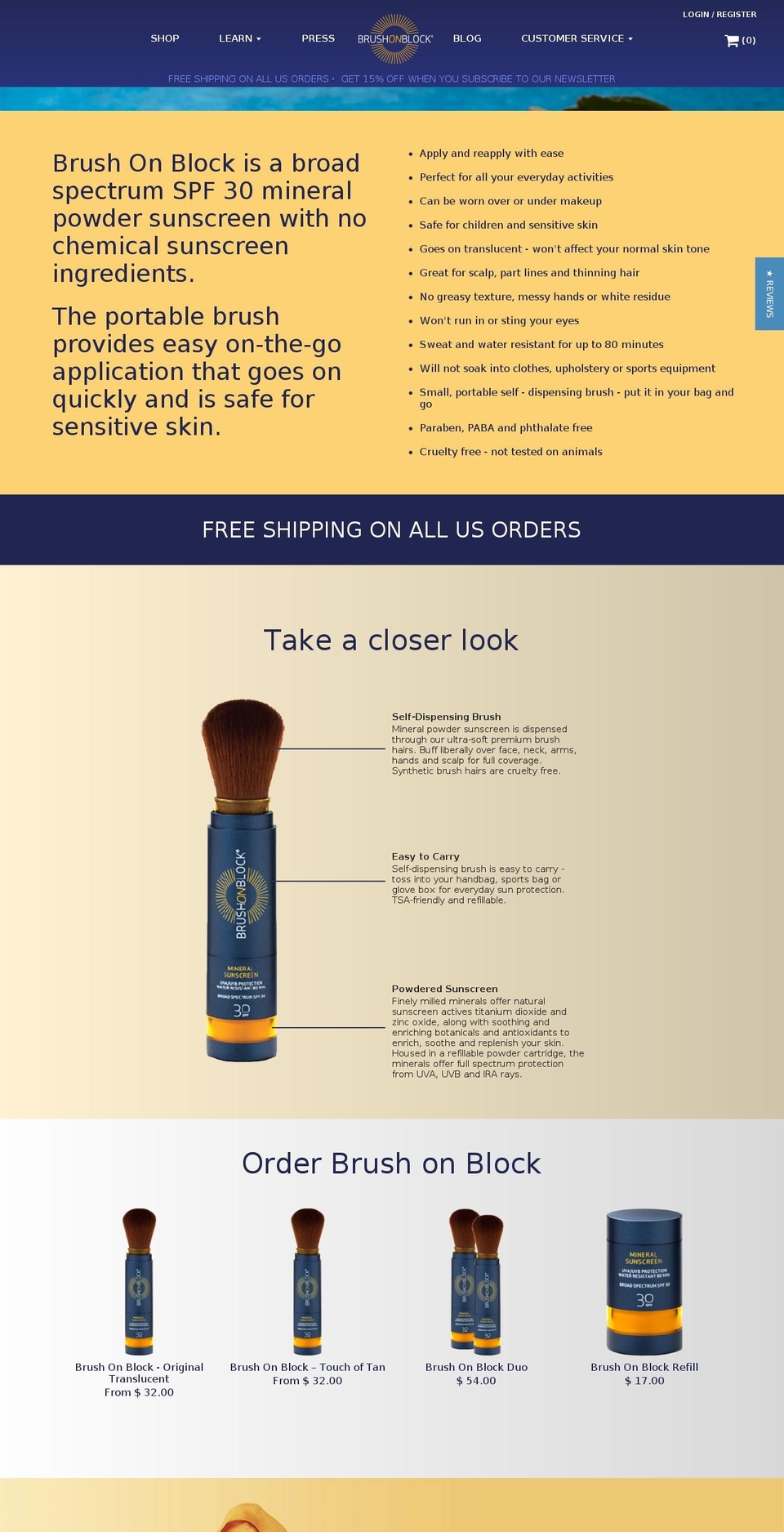 brushonblock.com shopify website screenshot