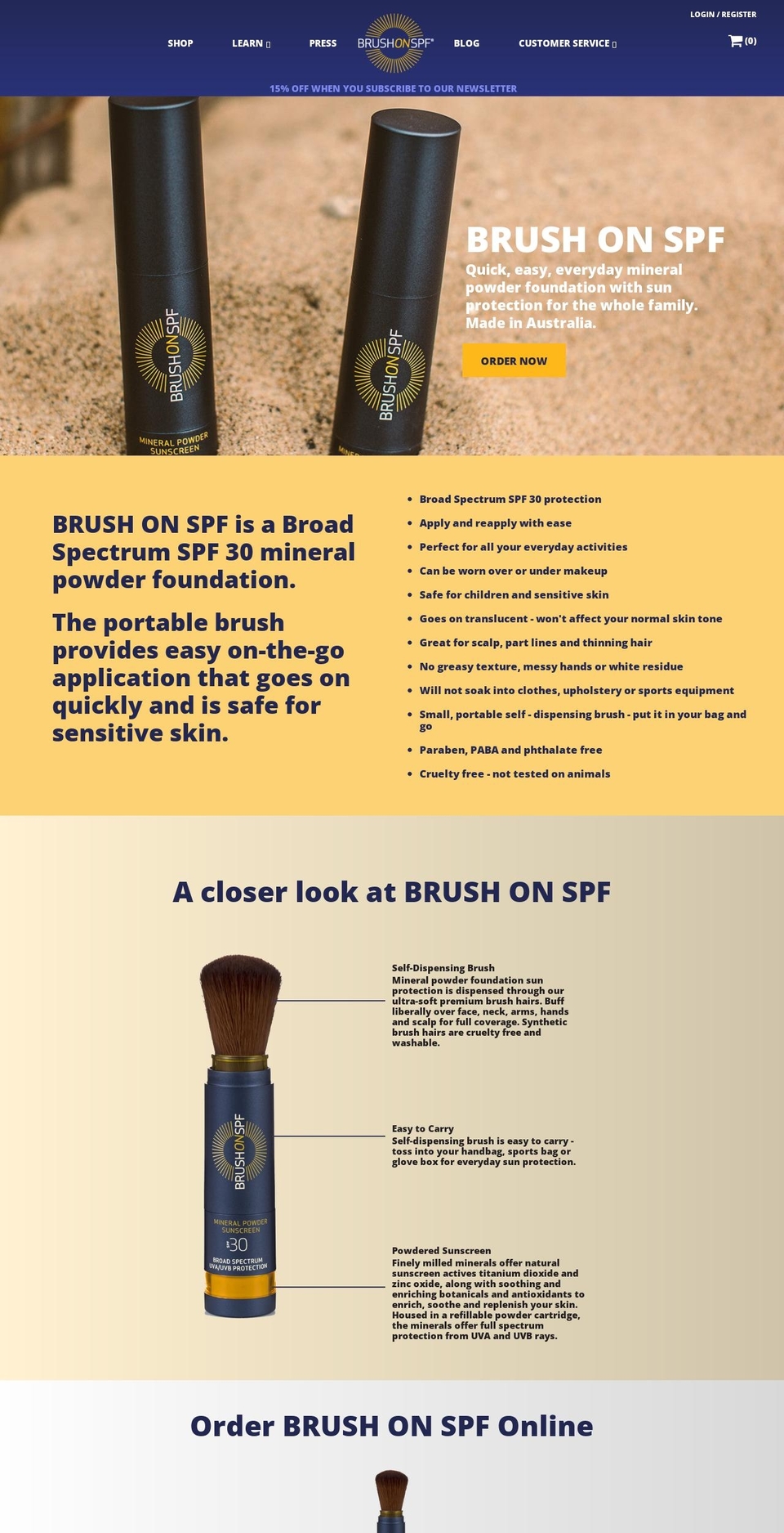 brushonspf.com.au shopify website screenshot