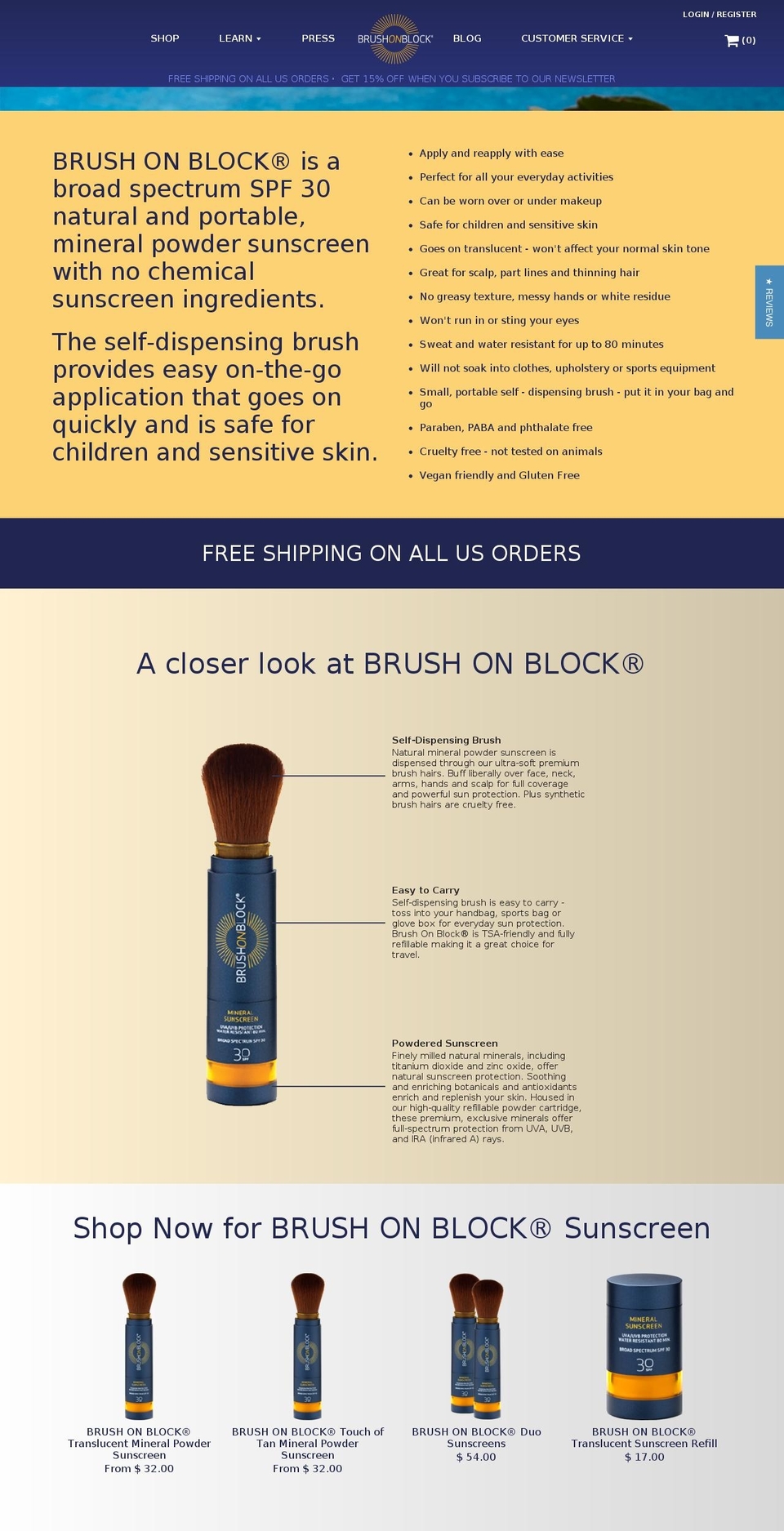 Brush On Block Shopify theme site example brushonspf.com