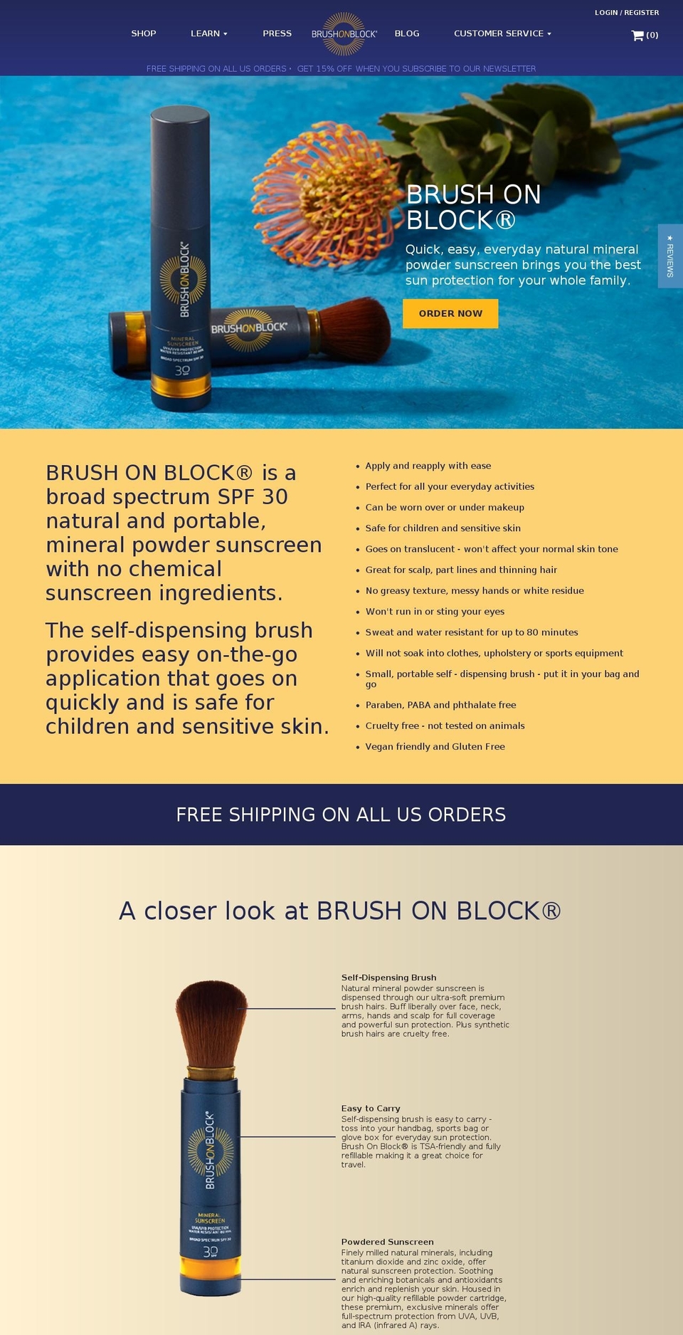 Brush On Block Shopify theme site example brushonsunscreen.com