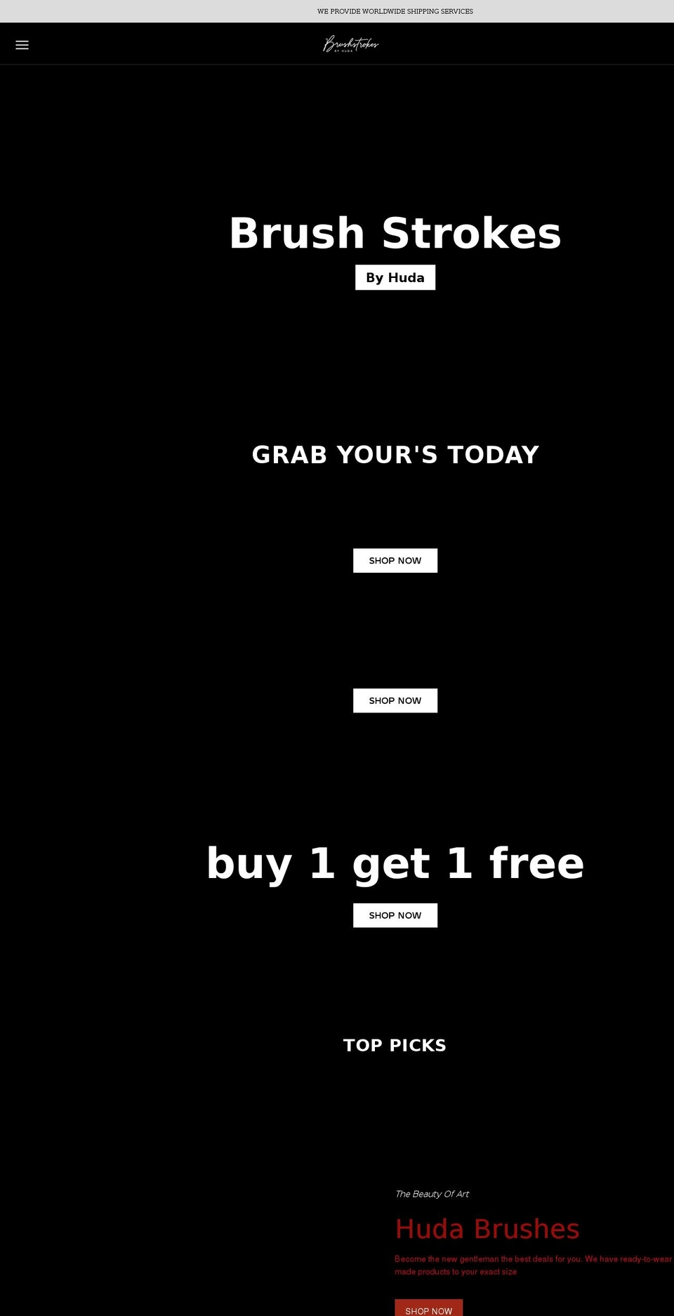 brushstrokesbyhuda.com shopify website screenshot