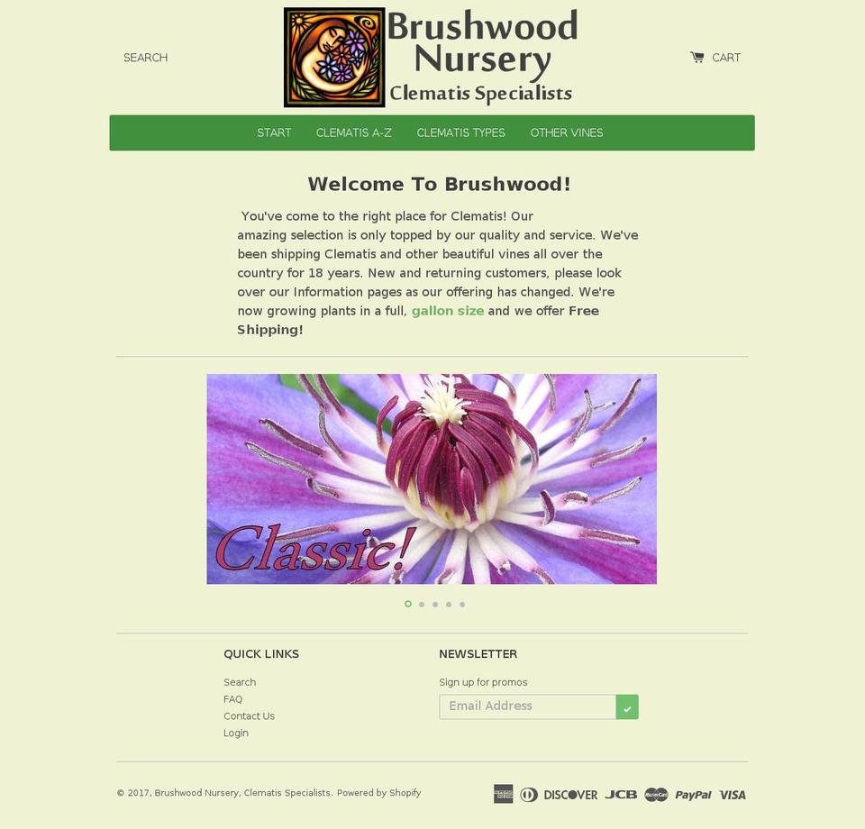 brushwoodnursery.com shopify website screenshot