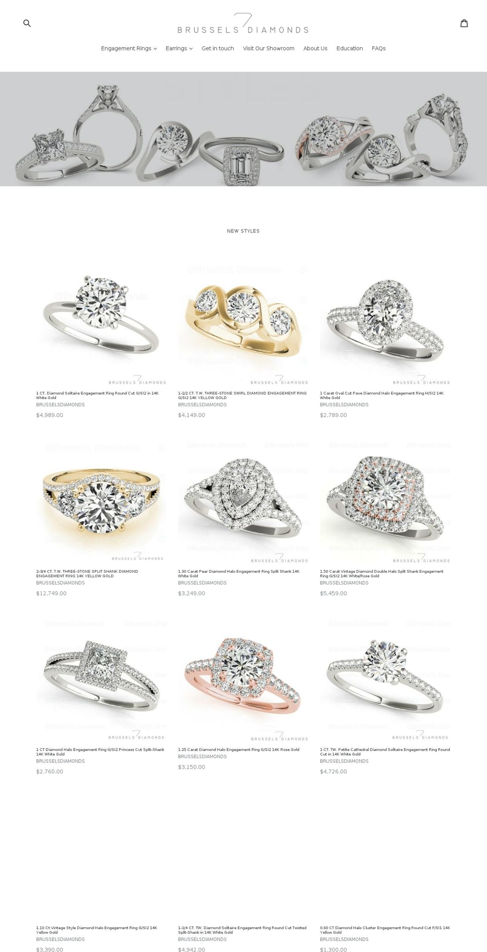brusselsdiamonds.com — Shopify storefront screenshot