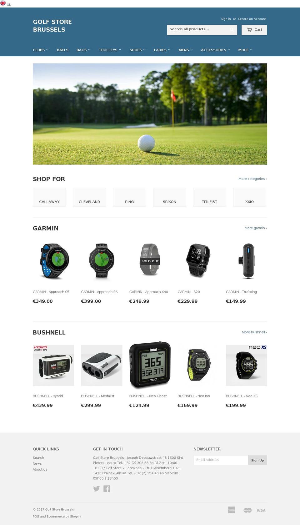 brusselsgolfstore.be shopify website screenshot