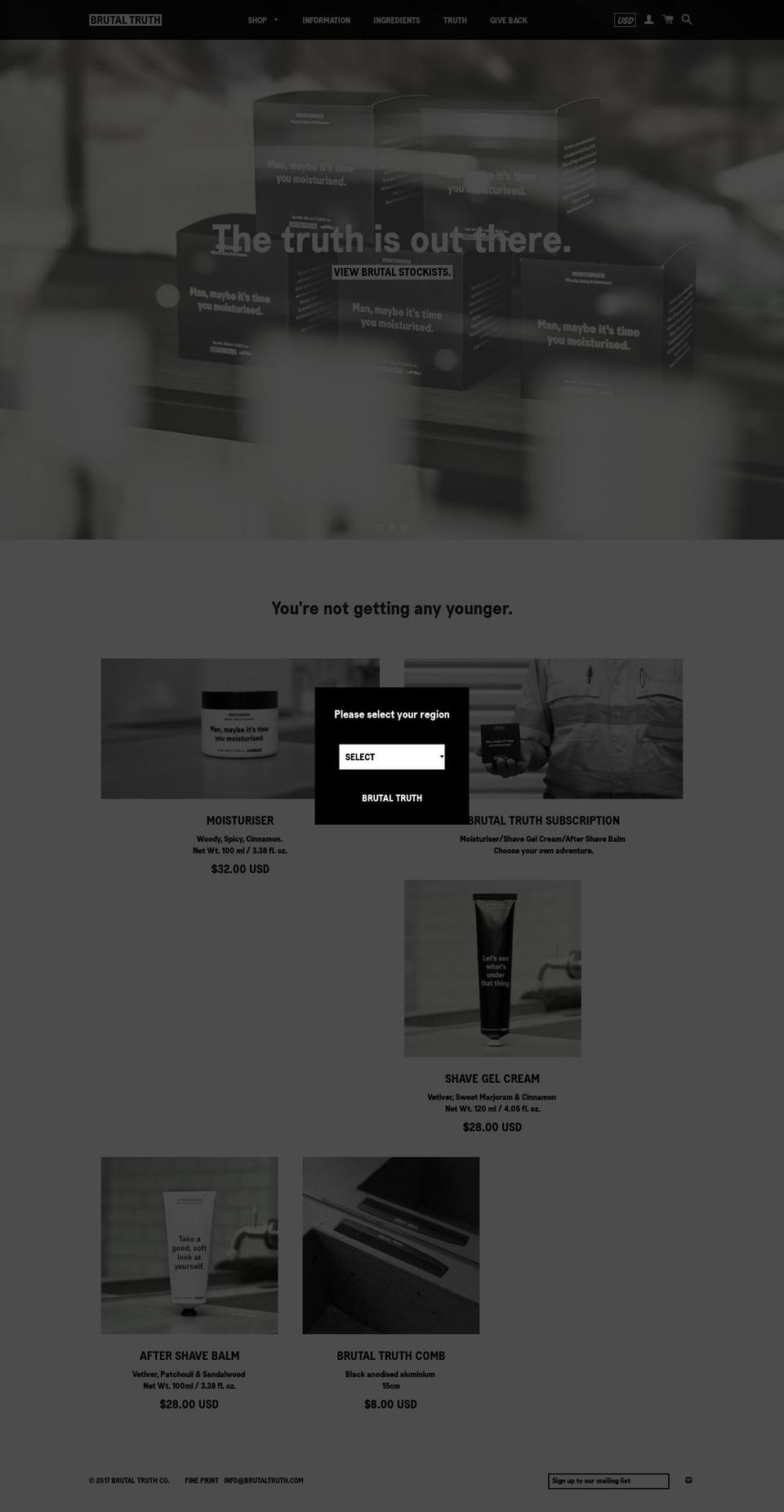 brutal-truth.com shopify website screenshot