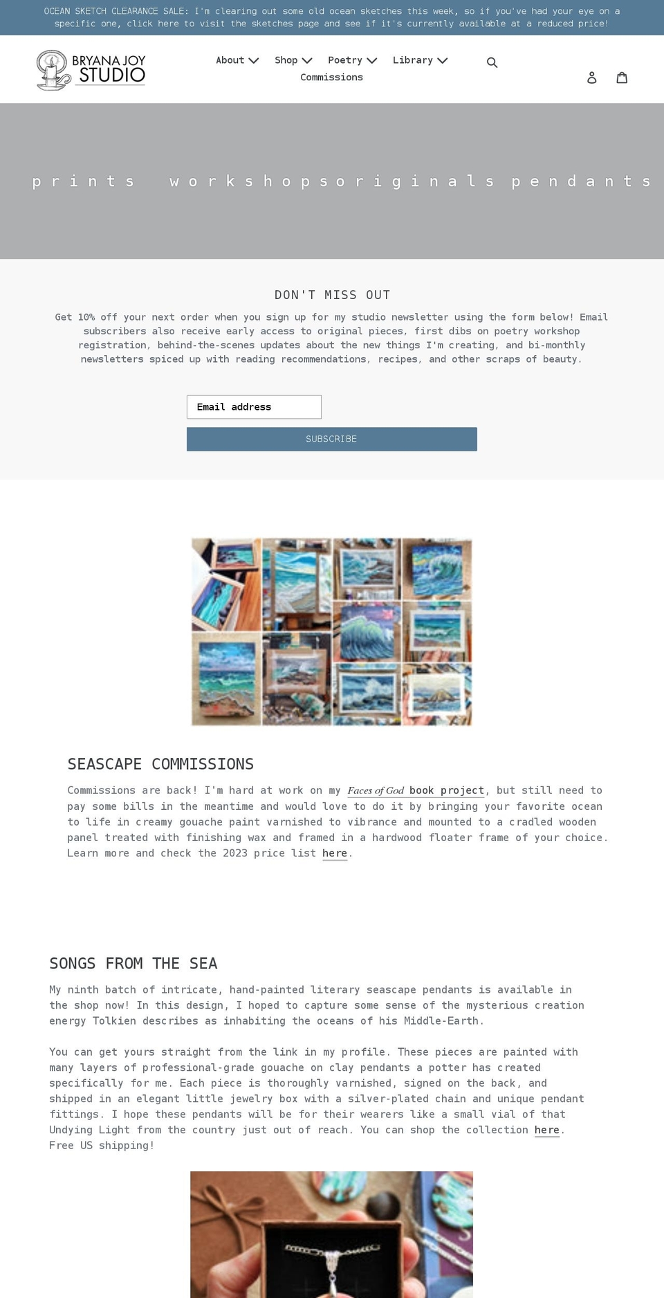bryanajoy.com shopify website screenshot