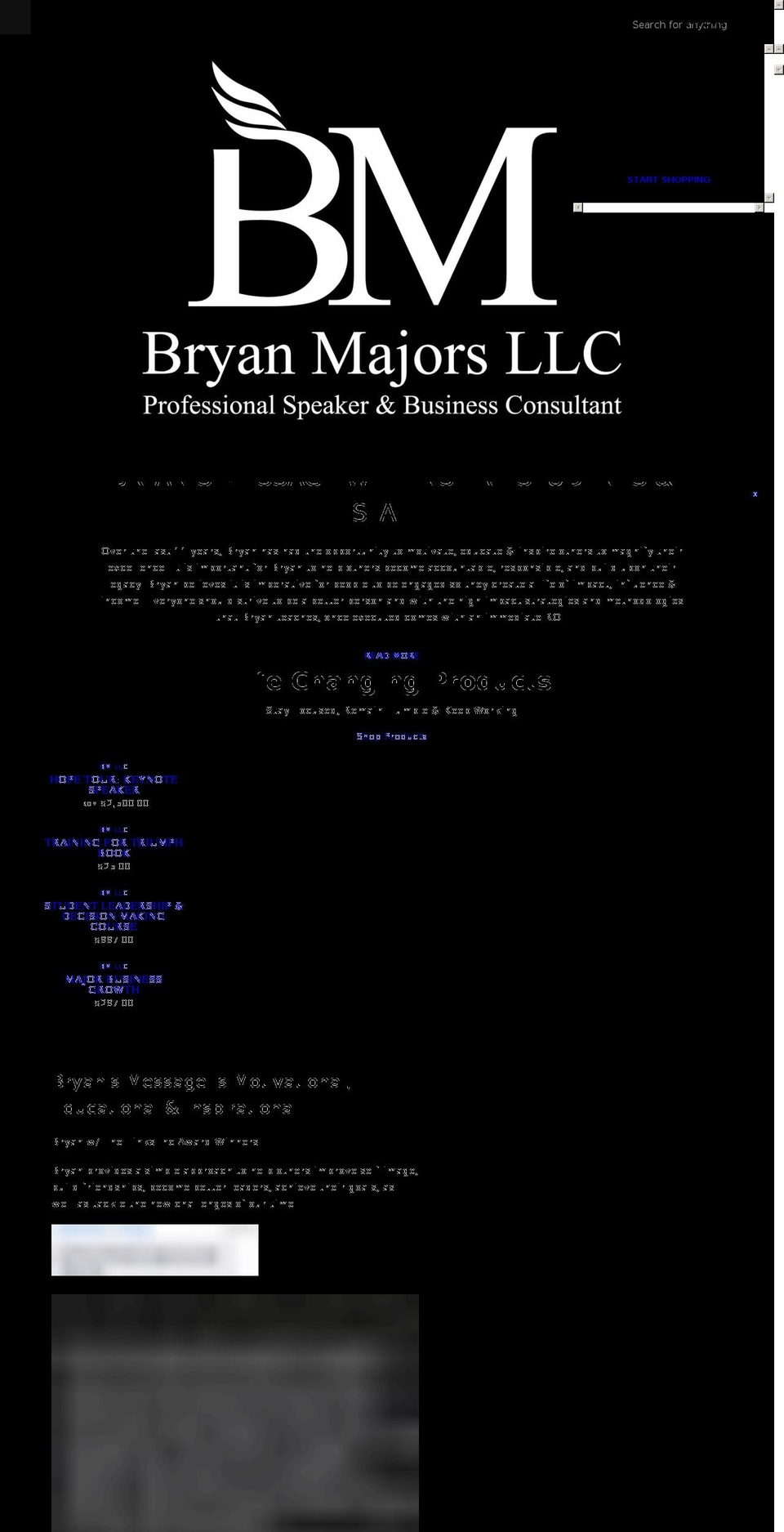 bryanmajors.com shopify website screenshot