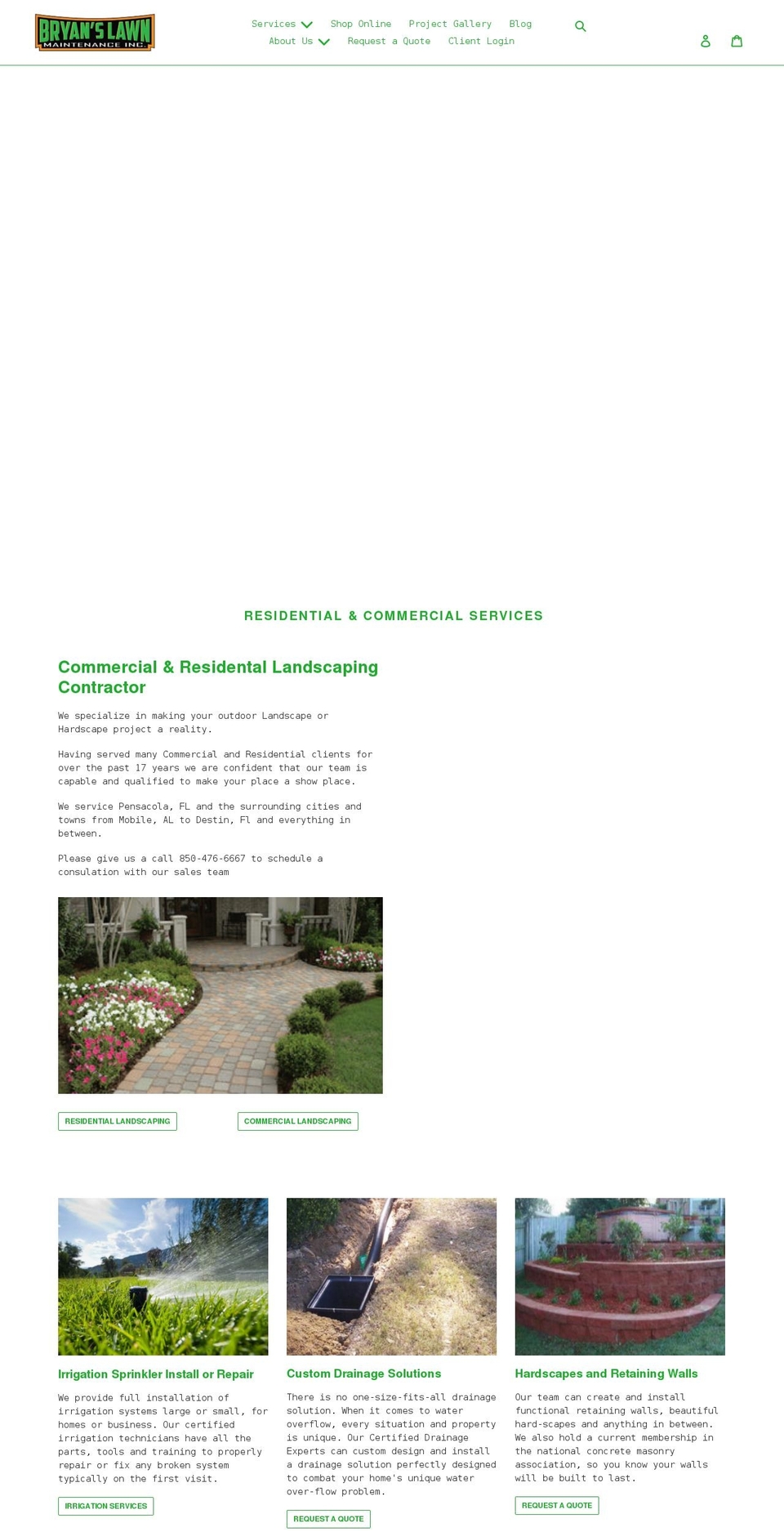 bryanslawnmaintenance.com shopify website screenshot
