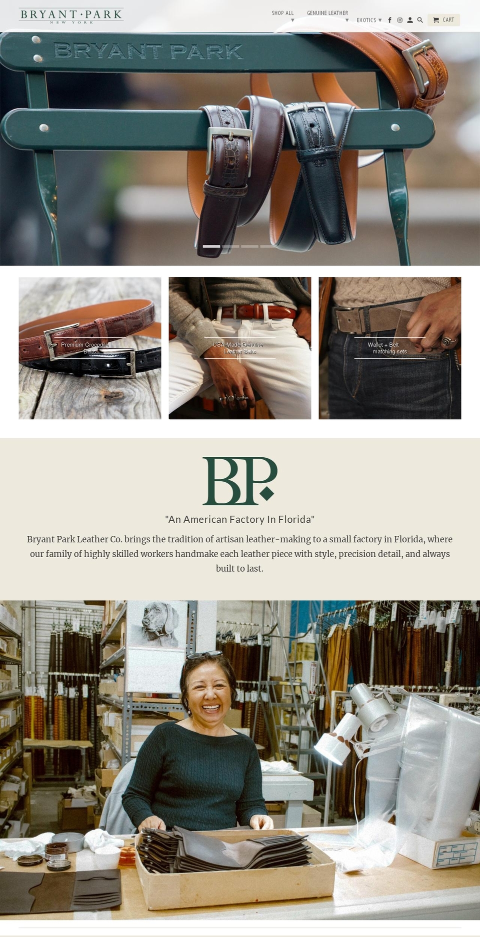 bryantparkleather.com — Shopify storefront screenshot