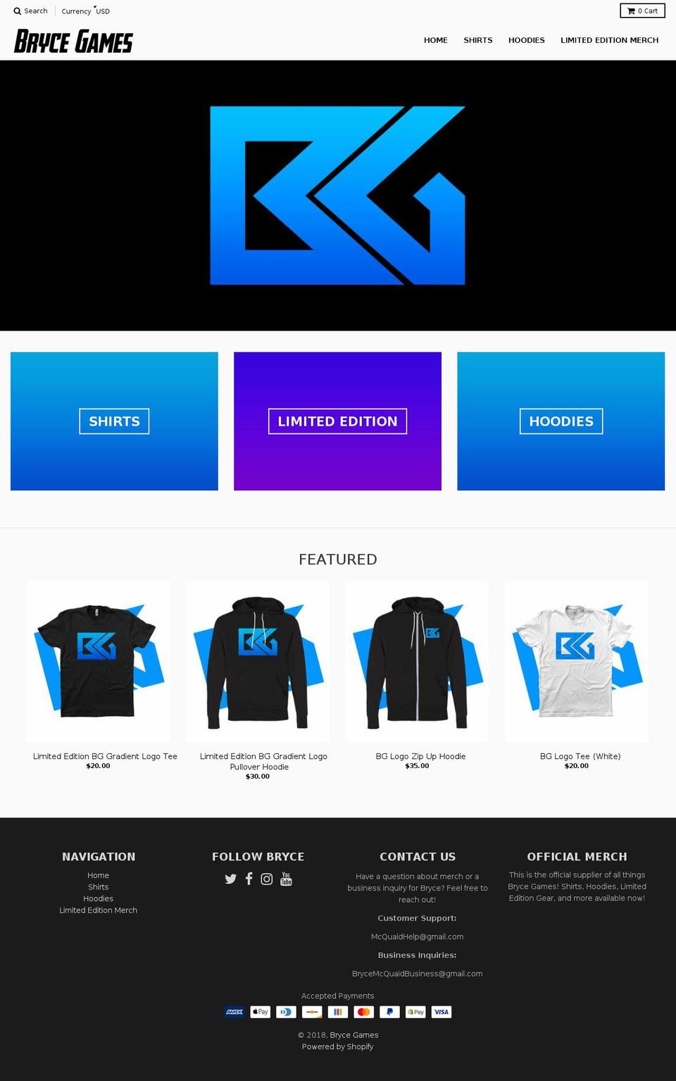 brycegames.com shopify website screenshot