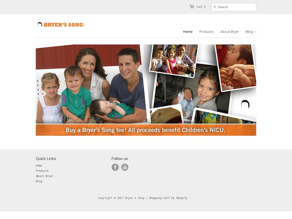 bryerssong.com shopify website screenshot