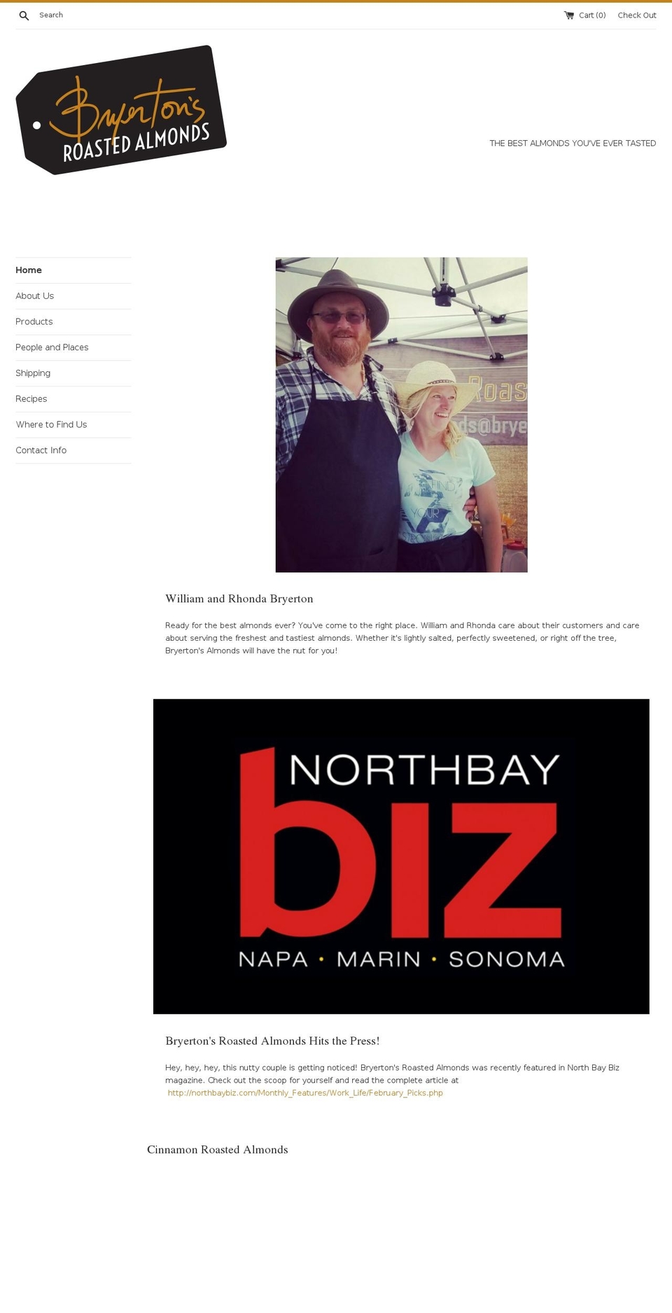 bryertonsroastedalmonds.com shopify website screenshot