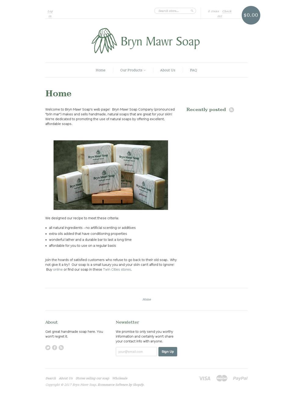 brynmawrsoap.com shopify website screenshot