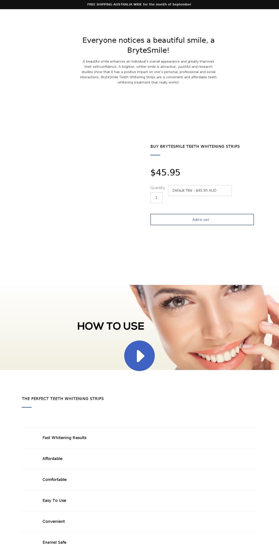 brytesmile.com shopify website screenshot