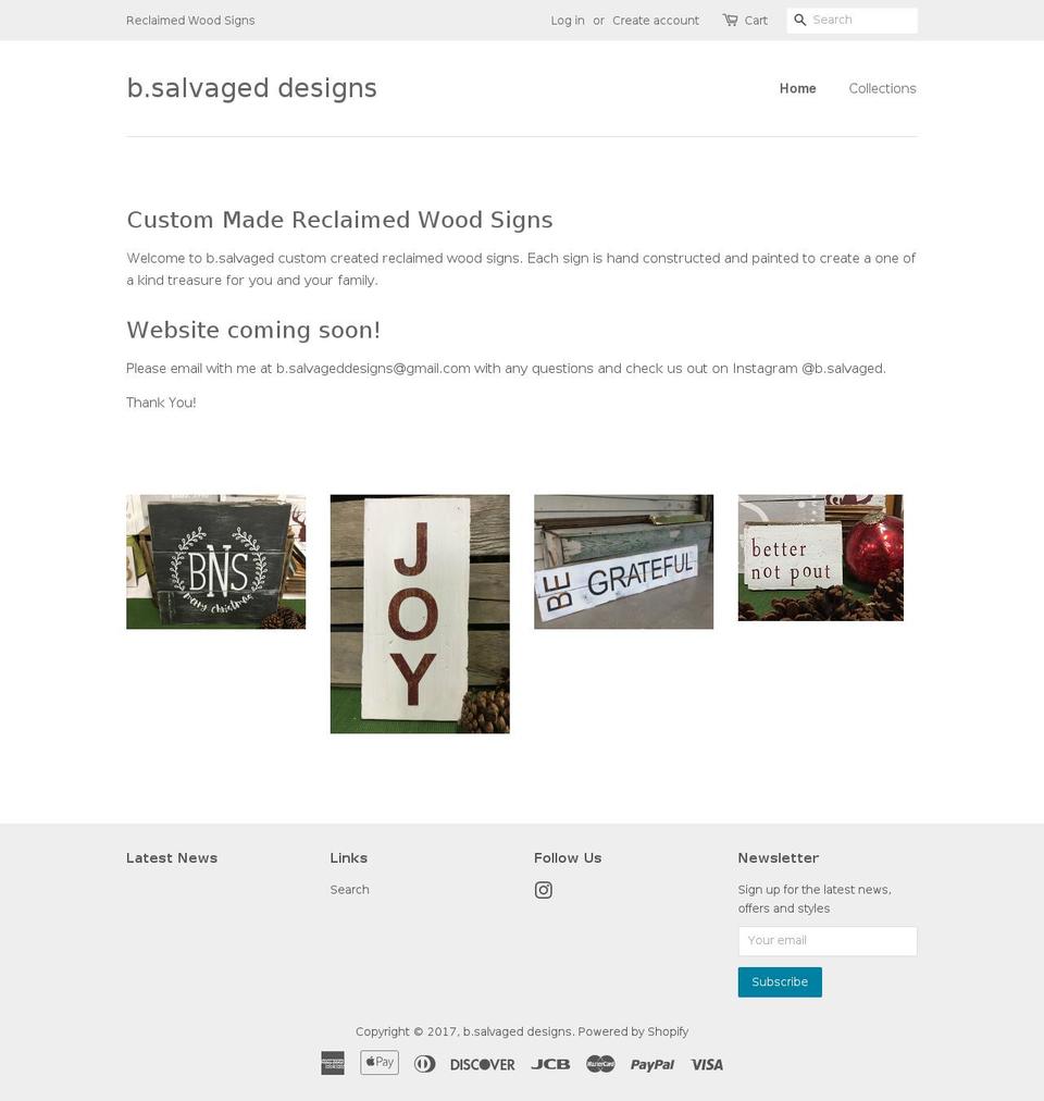 bsalvaged.com shopify website screenshot