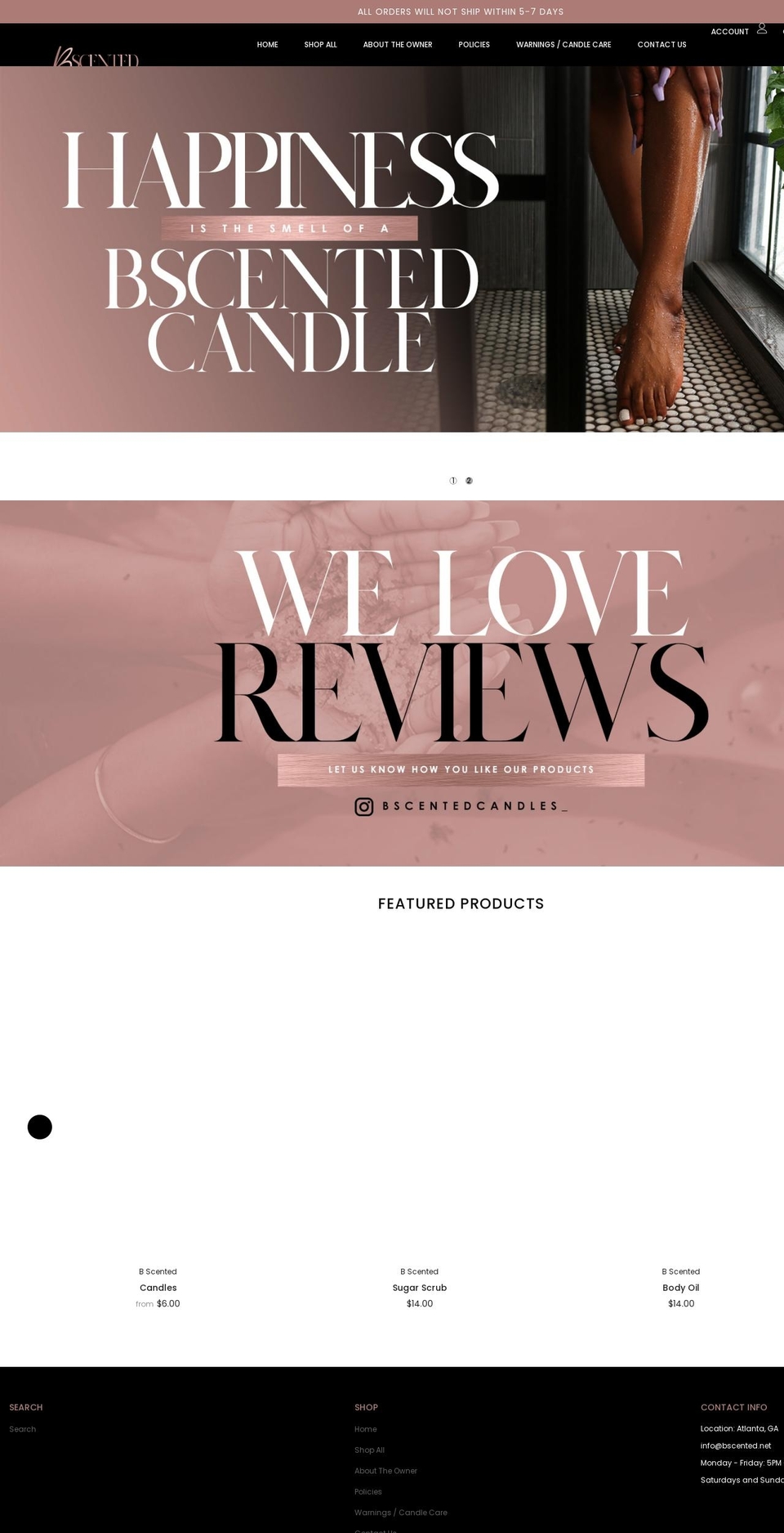 bscented.net shopify website screenshot