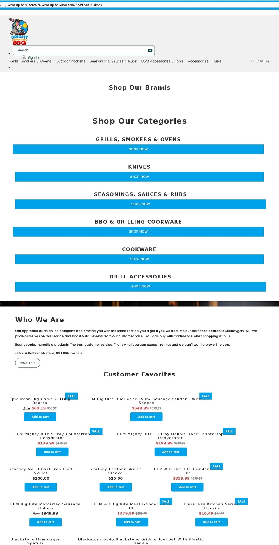 bsdbbq.com shopify website screenshot