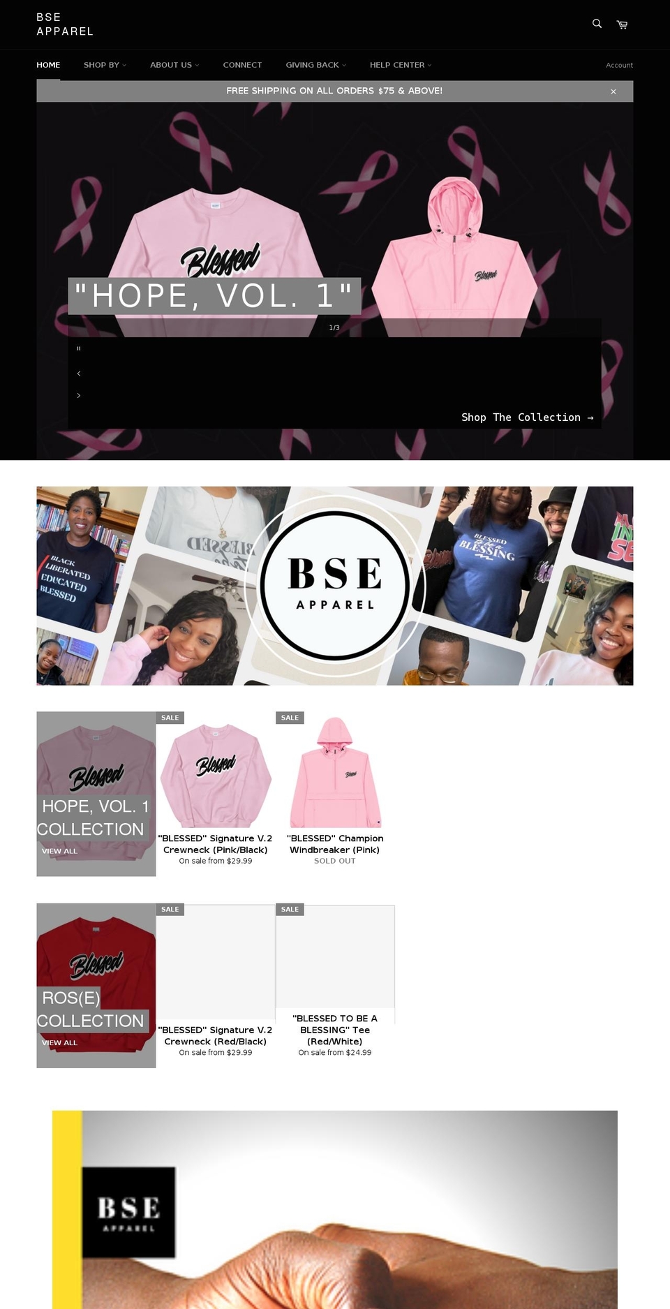 bseapparel.com shopify website screenshot