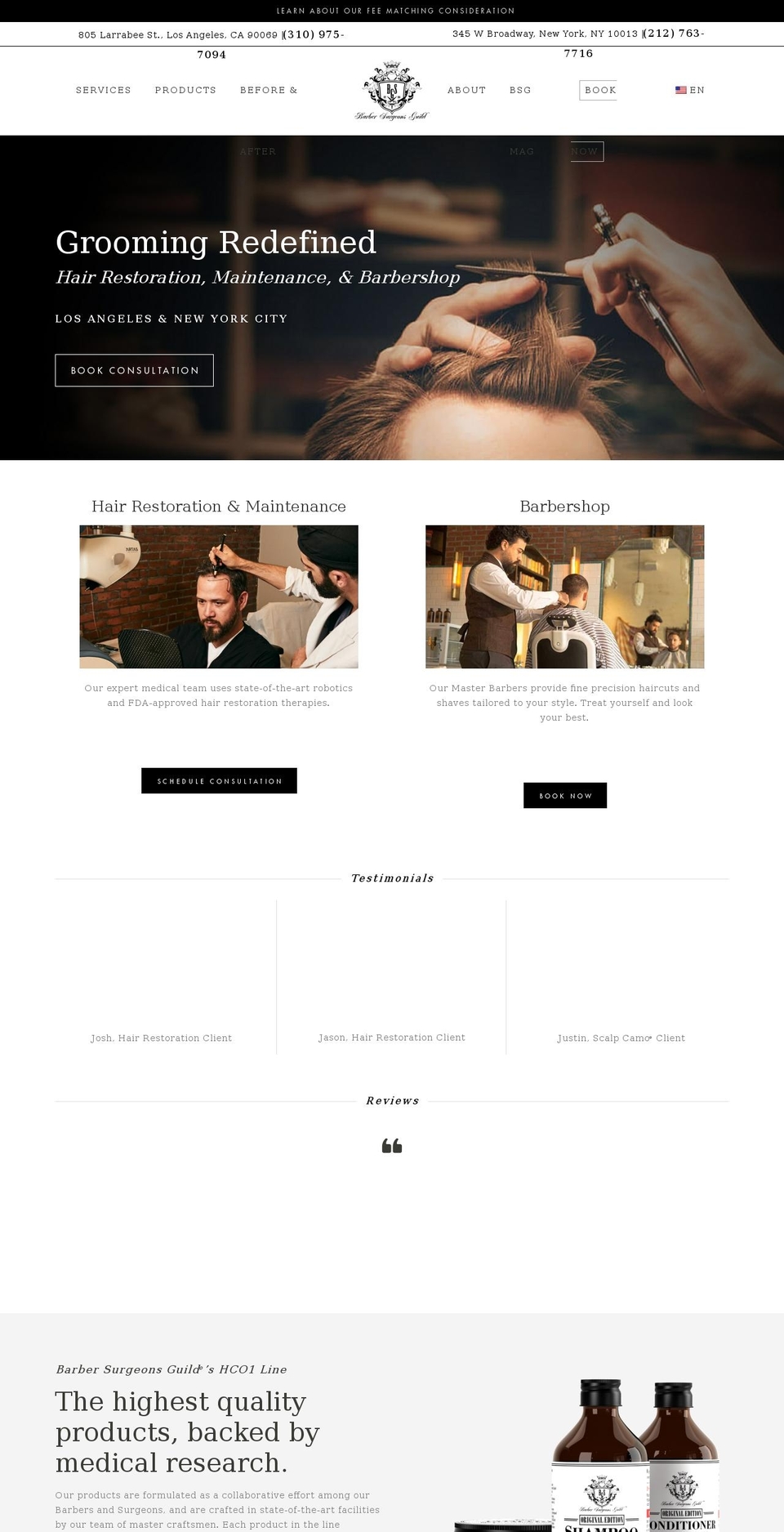 Barber Surgeons Guild Shopify theme site example bsgnow.com