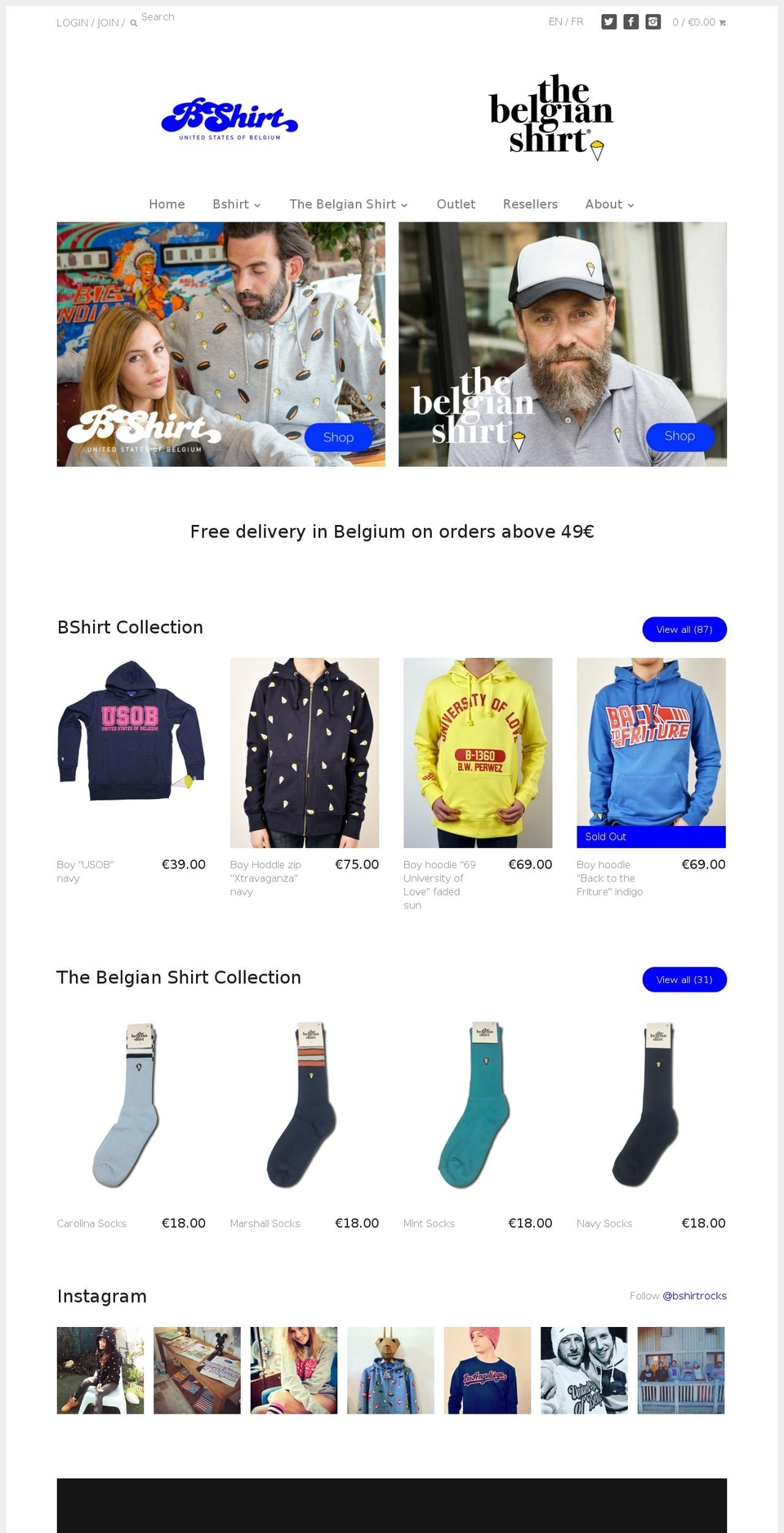 bshirt.be shopify website screenshot