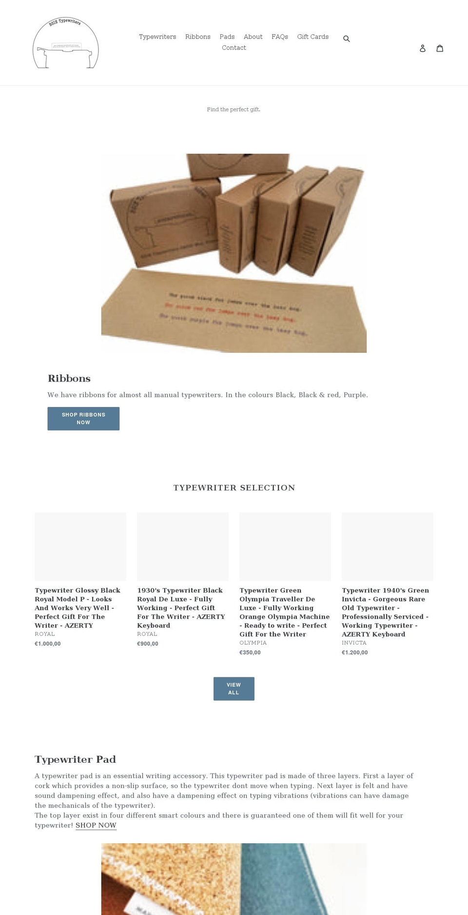 bsietypewriters.com shopify website screenshot